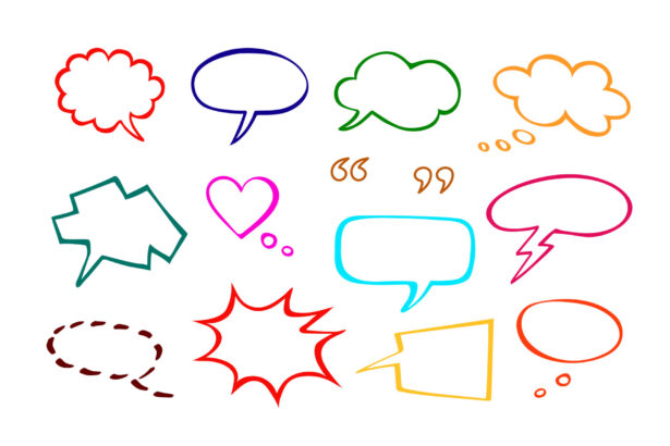 Sketchy Dialogue Balloons Conversation Clouds Speech Bubbles Free Vector