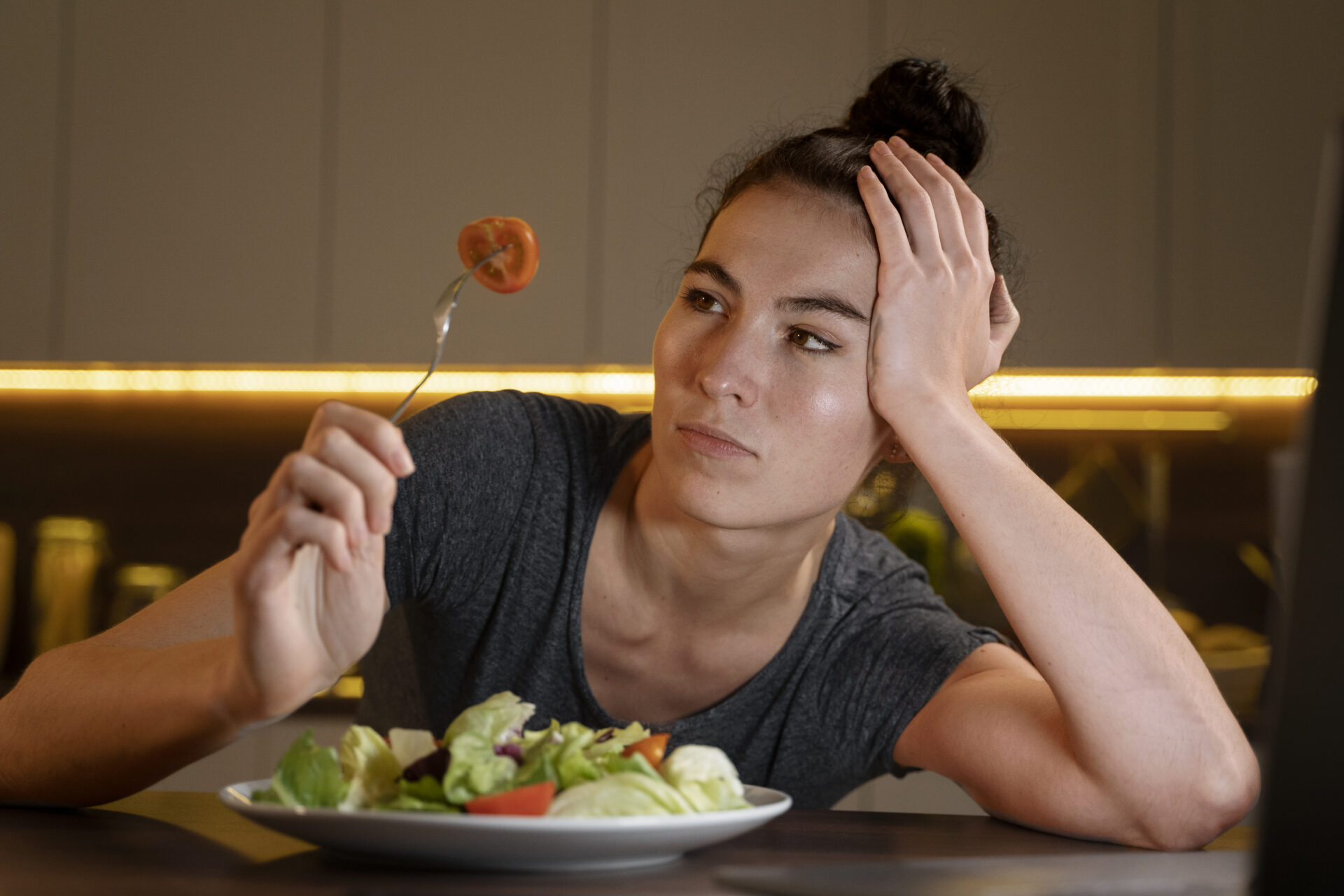 Woman Trying Eat Healthy Home