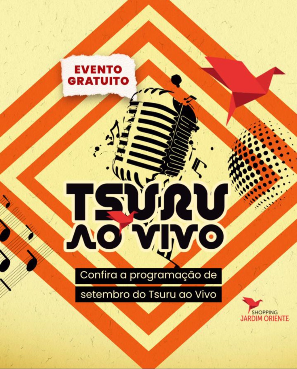 Tsuru ao Vivo é a Atração Musical em Setembro no Shopping Jardim Oriente